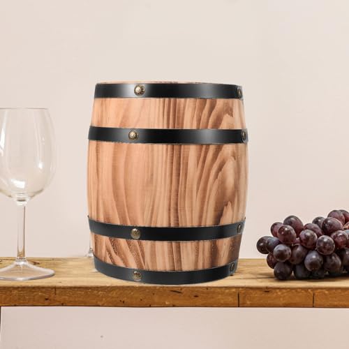 PRETYZOOM Wooden Wine Barrel Craft Vintage Decor for Living Room Bar Landscape Decor Oak Barrel Adornment for Party - color: Coffee
