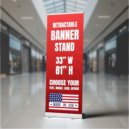 BCB Print Custom Retractable Banner 33x81 | Personalized Pull Up Banner, Roll Up Banner, Pop Up Display Sign | Custom Banner with OPTIONAL ADD-ON Stand Hardware | Made in USA | HD Print - color: Retractable Banner