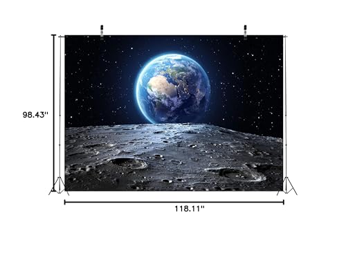 BELECO 10x8ft Fabric Outer Space Backdrop Universe Background Earth Moon Surface Furnished by NASA Planet Stars Photography Backdrop for Birthday Party Decoration Photoshoot Photo Background Props - size: 10x8FT