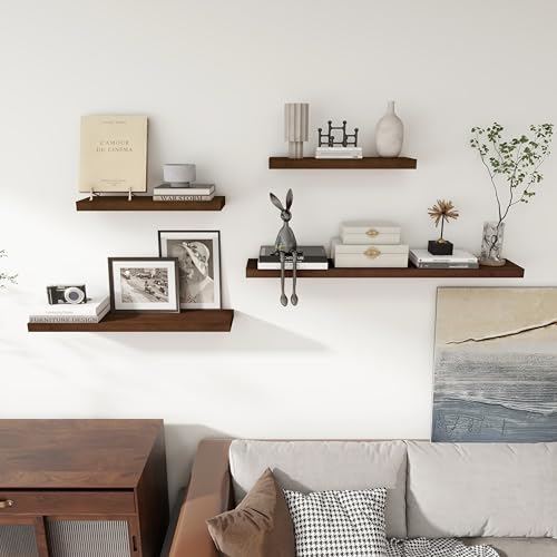 Axeman Floating Shelves, 8 Inch Deep Modern Solid Wood Wall Shelves for Storage, Wall Mounted Display Shelving with Invisible Heavy-Duty Metal Bracket, 36" W x 8" D x 1.57" H, Walnut Finish - color: Special Walnut, size: 36" W, 1-Pack