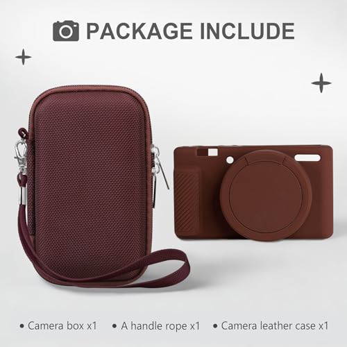 BOVKE 2-in-1 Camera Case for Sony ZV-1 Digital Camera for Content Creator, Silicone Skin Case + Hard Case Carrying Bag Protective Bundle for Sony ZV1 Camera, Brown - color: Brown