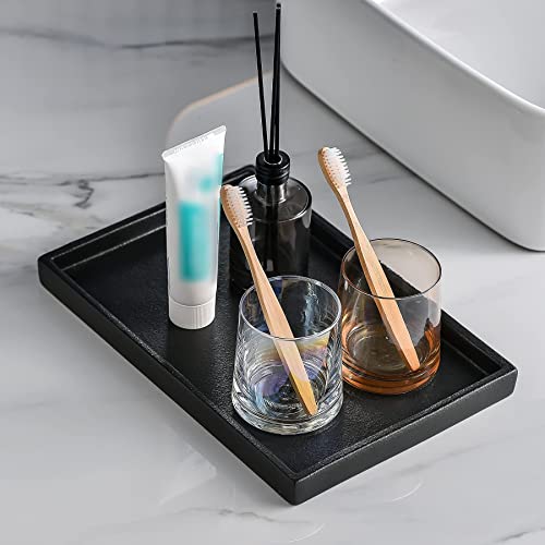 Ceramic Makeup Tray Redelaenor, Black Bathroom Accessories Holder for Kitchen Sink Organizer and Home Decorative Tray Rectangle Small Bathroom Sink Trays for Counter - color: Black, size: 11.3" x 6.3" x 1"