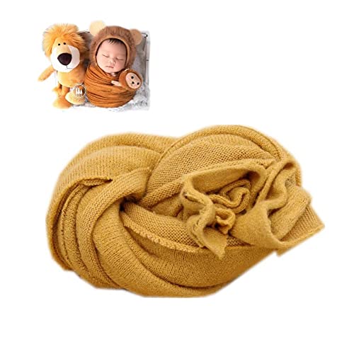 Newborn Photography Props Boys Girls Wrap Baby Photo Props Soft Knit Blanket Cloth (Ginger Yellow) - color: Ginger Yellow