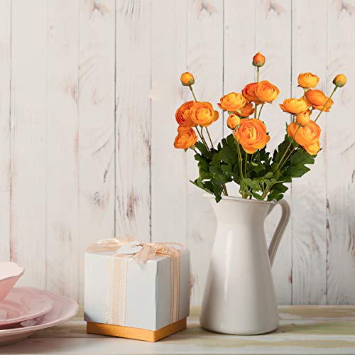 5 Stems Artificial Silk Ranunculus Flowers Orange 23" Tall,UV Resistant,Bendable Stems for Wedding Centerpieces,Home Deco(Orange) - color: Orange