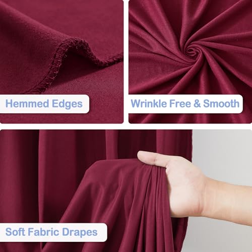 2 Panles Burgundy Backdrop Curtains - Wrinkle Free Fabric Backdrop Curtain for Photoshoot, 10FT Wedding Party Photo Backdrop Drapes for Birthday Baby Shower Photography Stage Background Decorations - color: Burgundy, size: W4' x H10'(2 panels)