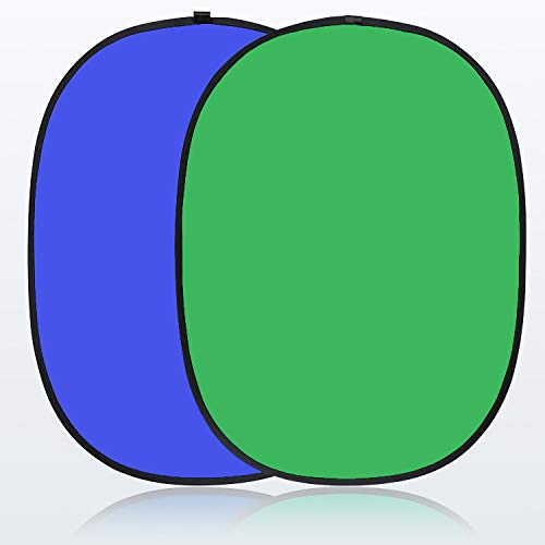 Koopro 5’×7’ Collapsible Twist Background Double-Sided Pop Up Flex Backdrops Chroma Blue & Green Portrait Screen Professional Video Photography and Television Studio Props with Carrying Case - color: Blue&Green
