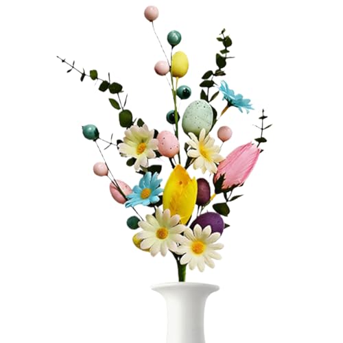 Easter Egg Flower, with Versatile Stem Decoration, 44x12cm, Easter Egg Stems Flowers, Floral Arrangement Supplies, Easy to Display and Long Lasting, for Vase, Table Centerpiece, Gathering - color: B