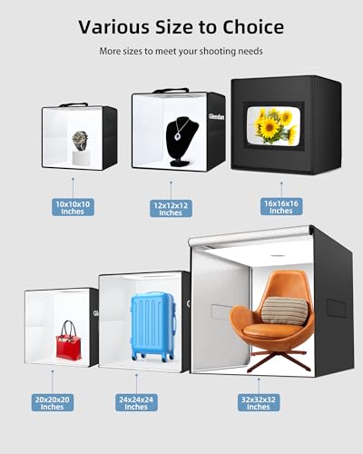 Glendan 32"x32" Light Box Photography, Large Photo Light Box with 3 Light Panels, 792 LED Beads, CRI >95, Professional Photo Booth Shooting Tent Kit with 4 Color Backdrops for Product Photography - size: 32*32 Inch