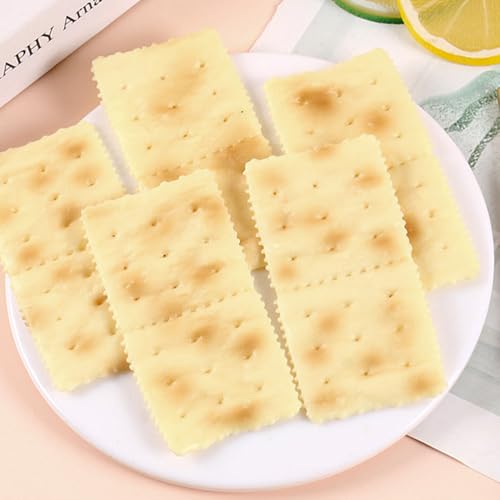 10PCS Artificial PVC Realistic Soda Crackers DIY Food Play Cookie Props Model Decoration Used as Photo Props Dining Table Kitchen Display Home Decoration