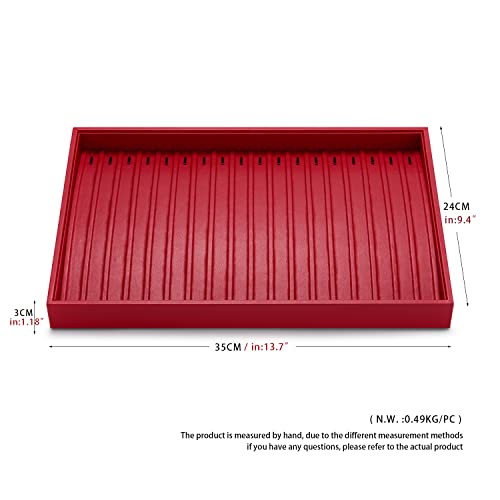 Oirlv Gorgeous Red Leather Jewelry Tray Necklace Bracelet Long Chain Storage Stackable Necklace Trays Jewelry Drawer Organizer - color: Red, size: Necklace/Bracelet Tray