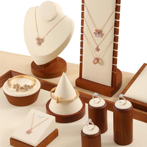 Necklace Holder, Jewelry Stand,Wooden Jewelry Organizers and Storage,Premium Necklace Organizer,Luxury Jewelry Display,Beige Necklace Display Stand - color: 01-Beige Necklace Holder