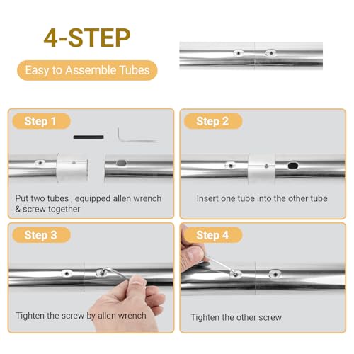 Photography Backdrop Roller Support System, 4 Rollers, 120-inch Stainless Steel Crossbars, Wall/Celing/Light Stand Backdrop Mount, Background Support