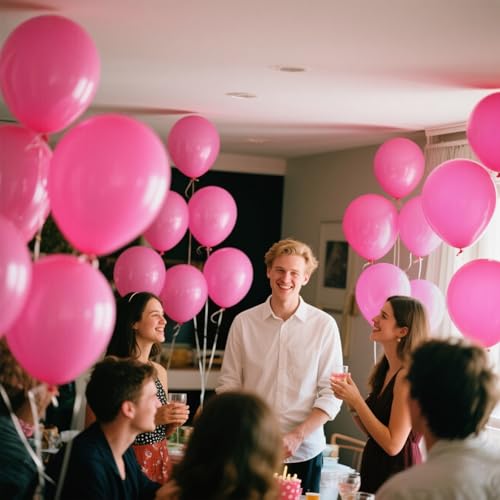 Pink Balloon 110pcs,12 Inch Thickened Latex Party Balloons Helium Bright Color for Birthday Baby Shower Wedding Party Supplies Arch Garland Decoration - color: B19-pink, size: 12inch (Normal)