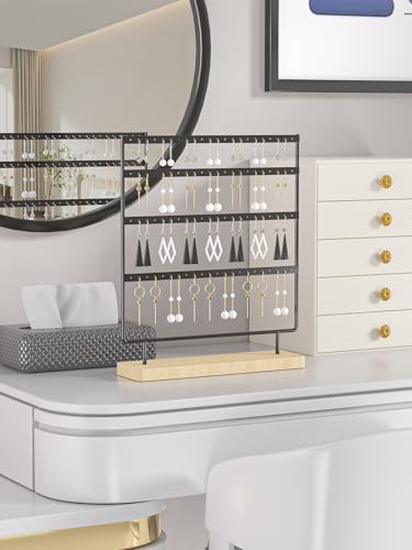 Earring Holder Organizer,Pierced Large Earrings Display Stand For Selling,Small Stud Earring Organizer Rack,Hoop Earring Storage Hanger Tree (Black, 4 tier) - color: Black, size: 4 tier