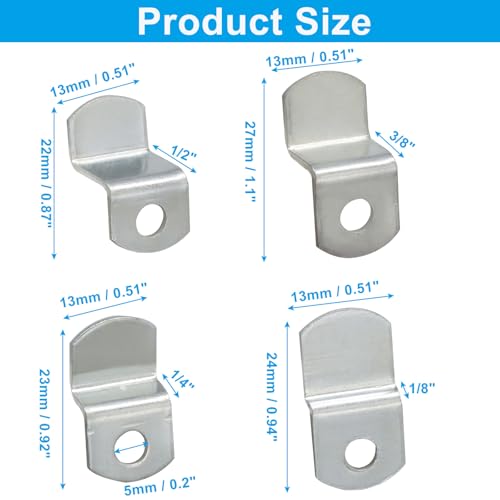20Pcs Offset Canvas Clips, Assorted Picture Framing Heavy Duty Photo Frame, Silver Painting Clamps for Art Display/Photographers(1/8"、1/4"、3/8"、1/2")
