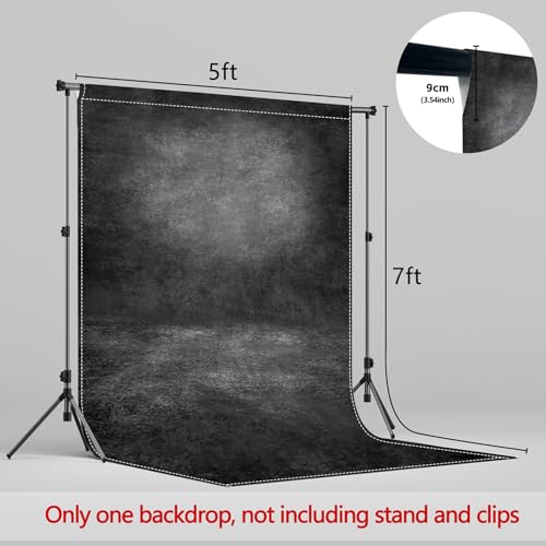 5x7ft Fabric Black Abstract Texture Photography Backdrop (No Stand No Clips) Portrait Photoshoot Background Adult Newborn Child Headshot Photo Studio Props Booth Rod Pocket On Top - color: Black, size: 5'x7'