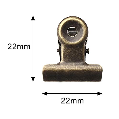 100 PCS Metal Hinge Clips, Bronze Small Clips with Hole for Photos, Tags Bags, Shops, Office, Xmas Decor and Price Tag (0.87Inch/22mm)