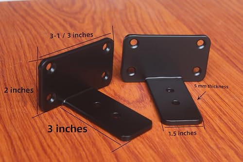 6 Pack - 3 inch Black Hidden L Shelf Bracket (1/5 Inch Thicked) Iron Floating Shelf Brackets Rustic Industrial Metal Brackets for Shelf Support - size: 3 Inch, style: Black 6 Pack