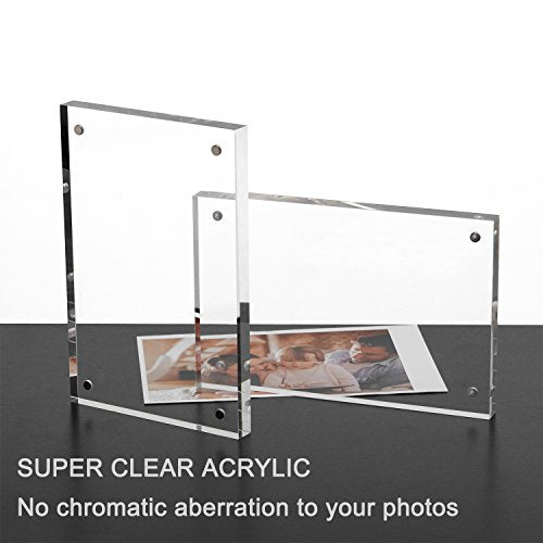 Meetu Acrylic 4x4 Picture Frame Clear Two Sided Desk Photo Frame Magnetic Frame Inner Size 3x3 with Gift Pack for Display Family Pictures Baby Photos Friends Pictures or Pet Dog Picture(5 Pack) - size: 4x4"(5 Pack)