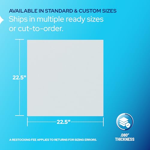 KASTLITE Frost Glaze Acrylic Lighting Panels | 22.5" x 22.5" x .080" Textured Frosted Plexiglass Diffuser Sheets | Flat Fluorescent Light Covers for Ceiling Lights & Overhead Fixtures | Square, 4-Pack - size: 22.5" x 22.5"