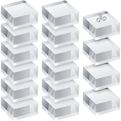 Remerry 16 Pcs Clear Acrylic Cube Blocks Square Display Block Clear Polished Acrylic Stamp Blocks Jewelry Display Stand Ring Showcase Holder Base(2 x 2 x 1 Inch) - size: 2 X 2 X 1 Inch