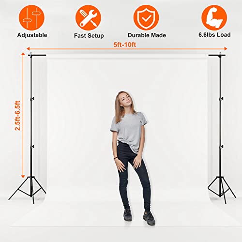 iMounTEK Backdrop Stand Photo Video Studio, 10Ft Wide Adjustable Backdrop Stand, Background Support System Kit with Clamps Carry Bag for Photography/Wedding/Party Decoration - color: Black, size: 6.5X10Ft
