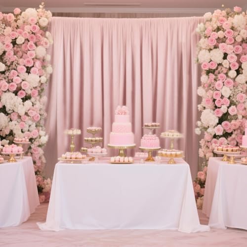 Sugargirl Wrinkle Free Blush Pink Backdrop Curtains Polyester Photo Backdrop Drapes Curtains with Rod Pockets for Party Birthday Wedding Photography Home Decoration(5x7FT, 2 Panels) - color: Blush Pink, size: W5' x H7' (2 panels)