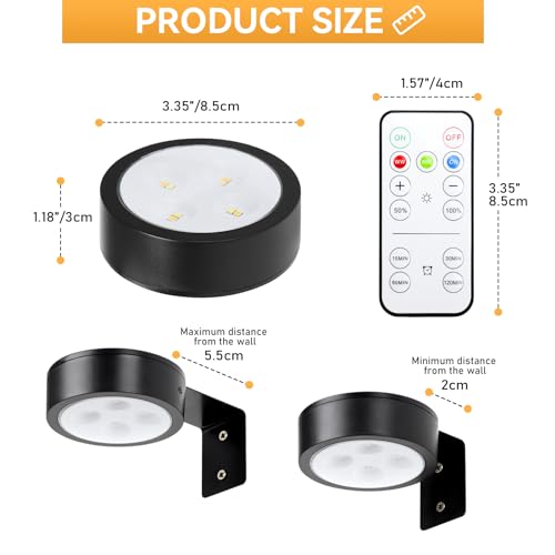 2-Pack Picture Light Battery Operated with Remote, LED Painting Lights, Dimmable and Timer Painting Light, Art Display Light for Picture Frame Artworking Portrait, Home Wall Decor Black display light - color: Black 2 Pack
