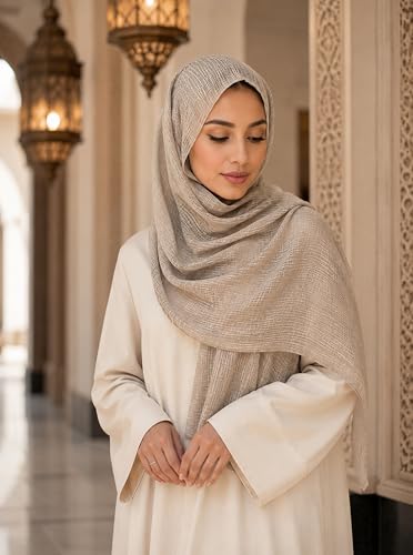 Lightweight Cotton Linen Feel Scarf Shawl Wrap Hijab for Women, Travel Fall Winter Gift - color: Mcspz2530-3#khaki