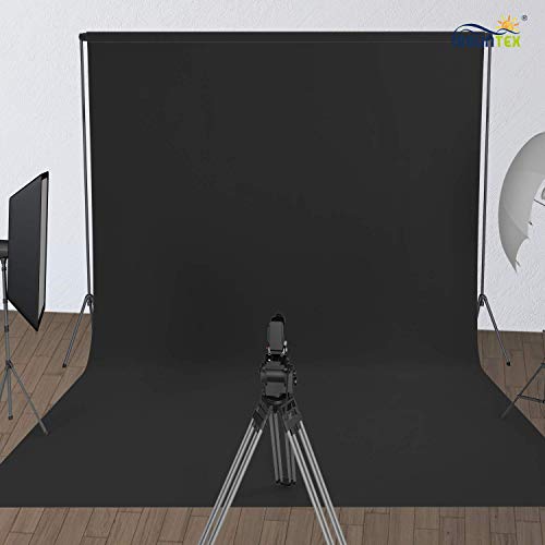ISSUNTEX 10X16 ft Background Muslin Backdrop, Photo Studio, Collapsible High Density Screen for Video Photography and Television-Black - color: Black, size: 10X16 ft