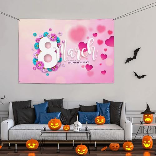 International Happy Women's Day March Backdrops 47 * 71 Inches Holiday Party Photography Background Indoor Outdoor Festival Photo Banner Booth Props Wall Decoration - color: Pink