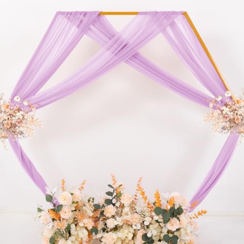 MLMC Lilac Purple Wedding Arch Draping Fabric 1 Panel 29" x 20 FT Extra Long Lavender Gauze Drapes Sheer Backdrop Curtains 6.6 Yards Outdoor Drapery Panels for Wedding Birthday Party Decoration - color: Lilac
