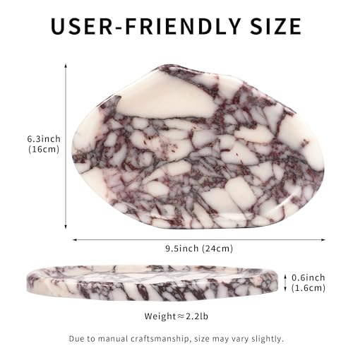 Marble Clould Tray for Bathroom - Stone Catchall Jewelry Dish for Kithchen Counter and Aesthetic Room Decor, Cute Decorative Vanity Dishes for Trinket Ring Key Candle (9.5'' x 6.3'') - color: Cloud-Calacatta Viola