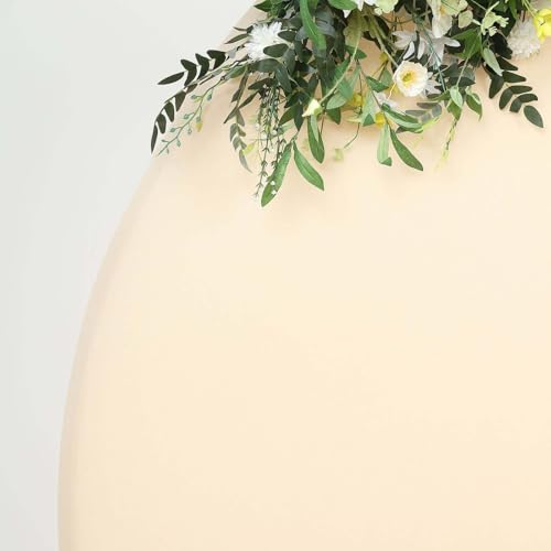 Efavormart 7.5ft Beige Round Spandex Arch Backdrop Cover, Double Sided Custom Fit Circular Slipcover for Sand Themes and Modern Neutral Party Styling - color: Beige, size: Round