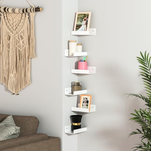 7 Inches White Acrylic Wall Display Shelves 2 Pack, U Shape, Wall Shelves Organizer for Bottles, Small Plants, Picture Frames, Beer, Wine, Décor - color: White, size: 7 Inch