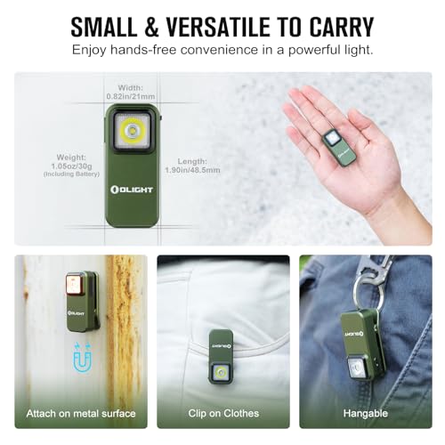 OLIGHT Oclip Rechargeable EDC Flashlight 300 Lumens Dual Sources Compact Pocket Clip Light, Convenient USB C Charging, Magnetic Flash Lights for Working, Cycling, Emergency, Signaling Tool(OD Green) - color: OD Green