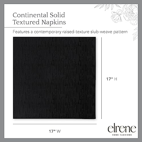 Elrene Home Fashions Continental Solid Textured Water- and Stain-Resistant Napkins, Set of 4, Black - color: Black, size: 17" x 17" (Set of 4)