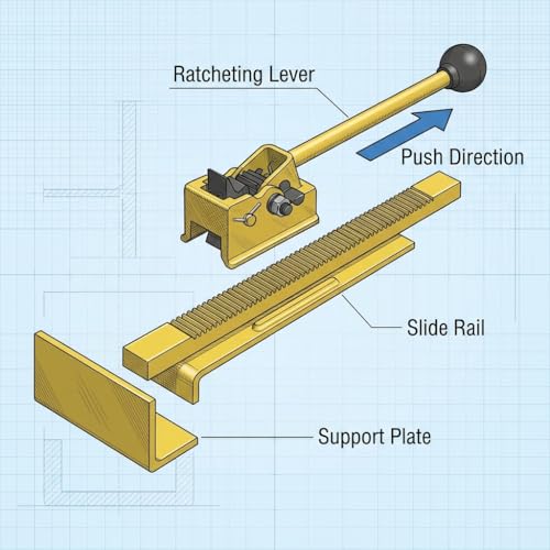 QWORK Flooring Jack – Ratcheting Alignment Tool for Hardwood Installation, Edge Tightening & Board Straightening - size: 1pcs