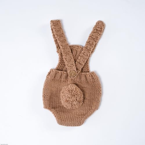 Easter Newborn Baby Photography Props Outfits,Boy Girls Photo Shoot Outfits Crochet Knitted Cute Romper Photo Props - color: Camel