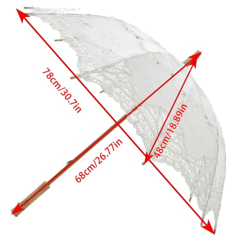 Chinese Japanese Handmade Parasol Umbrella,Asian Decoration DIY Art Dance Classical Umbrella for Wedding Parties Photography Costumes Cosplay(1 PCS) - color: umbrella Lace White, size: 30.7" Lace Umbrella