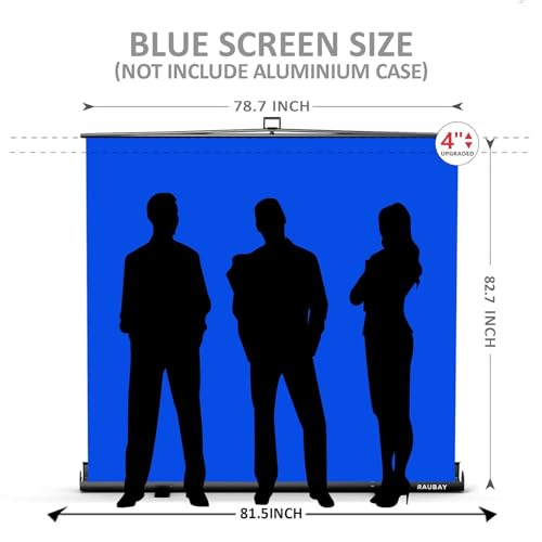 【Wider Style】 RAUBAY 78.7 x 82.7in Large Collapsible Blue Screen Backdrop Portable Retractable Chroma Key Panel Photo Background with Stand for Video Conference, Photographic Studio, Streaming - color: Blue, size: Wider (78.7 x 82.7in)