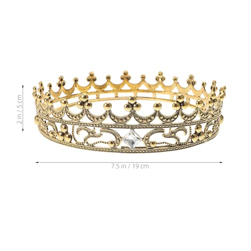 LOGOFUN Antique King Crowns Vinatge Royal Style Headband Photo Props with Rhinestones for Adult Birthday Celebrations Prom Events - Golden