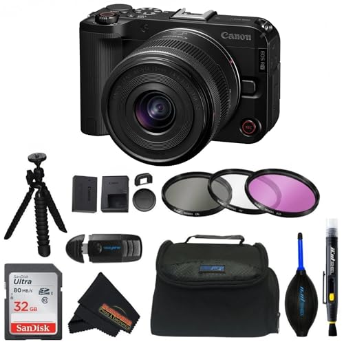 Canon EOS R50 V with RF-S14-30mm F4-6.3 is STM PTZ Lens with Sunshine Photo Advanced Bundle (Renewed) (Camera w/Lens + Sunshine Photo Advanced Bundle) - style: Camera w/ Lens + Sunshine Photo Advanced Accessory Bundle