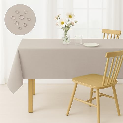Tablecloths 60x102 Inches Textured Fabric,Natural Water Resistant Spill Proof Table Cloth Table Covers for Dining, Wedding and Parties,Natural - color: Natural, size: 60" x 102" (Rectangular)