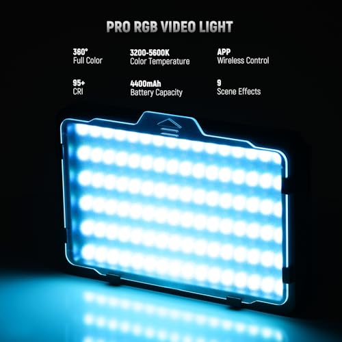 NEEWER RGB Video Light with 4000mAh NP-F750 Replacement Battery, APP Control 360° Full Color LED Camera Key Lighting CRI95+ Dimmable for Studio DSLR Camcorder Photography Recording Streaming, RGB176
