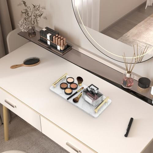 XZHXFX Guest Towel Holder Tray for Bathroom,Marble Slab with Handles -Napkin Holder for Kitchen - Bathroom Tray (Gold,Small) - color: Gold, size: 10.6" x 4.7" x 2"