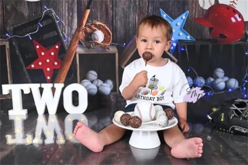 Kate 7x5ft Happy Birthday Baseball Backdrops for Photographers Boys Home Party Decoration Brown Wood Wall Background Photo Studio Props