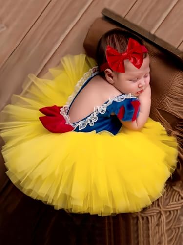 Ylsteed Newborn Photography Outfits Girls Newborn Photography Props Baby Girls Lace Romper with Tulle Skirt Infant Photo shoot Outfits Photo Props - color: Yellow-blue