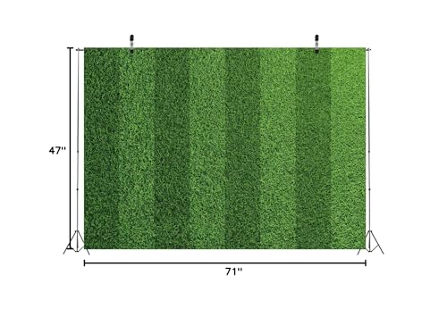 BELECO 6x4ft Fabric Green Grass Lawn Backdrop Football Stadium Soccer Field Sports Game Lawn Background for Party Decorations Photo Studio Props - size: 6x4FT
