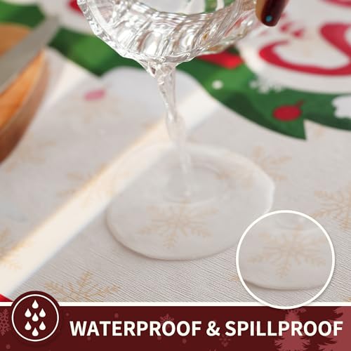 Christmas Rectangle Table Cloth,100% Waterproof Tablecloth,Christmas Decorations for Home, Vinyl Tablecloth Plastic Table Cover for Party,Picnic,Dining,Outdoor 54" x 84",Christmas Trees - color: Christmas Trees, size: 54" x 84" (Rectangular)